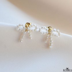 "Rosa" sljfereringe med gte ferskvandsperler med guld ls