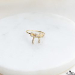 "Leonora" 18 karat forgyldt sljfering med sten