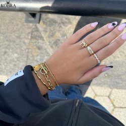 "Leonora" 18 karat forgyldt sljfering med sten