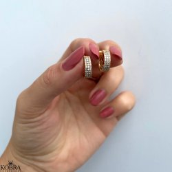 "Silje" 18 karat forgyldte sm hoops med hvide sten