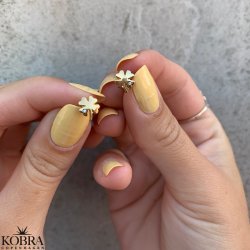 "Grace" 18 karat forgyldte firklvere med lille zirkonia sten