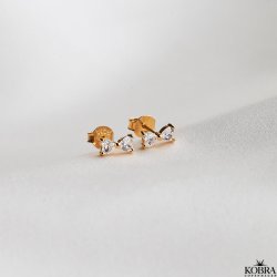 "Annie" small gold earrings with white bows