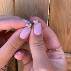 "Little heart" slv hjerte reringe med hvide sten