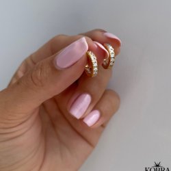 "Honey" small creoles in gold with stones