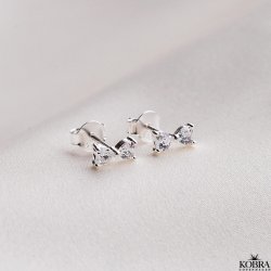 "Annie" small silver earrings with white bows