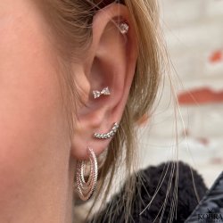 "Annie" small silver earrings with white bows