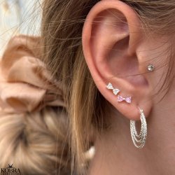 "Annie" small silver earrings with white bows