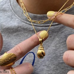 "Boxing" 18 karat forgyldt boksehandske halskde