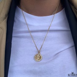 "Liv" Livets tr halskde - 18 karat forgyldt symbolsk smykke med indgravering