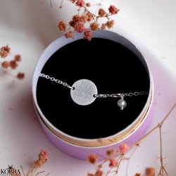 Konfirmationssmykke - slv armbnd med gte ferskvands perle og personlig gravering