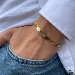 "Liverpool" Guld armbånd til mænd, inklusiv gravering samt 4 mm. panzerkæde