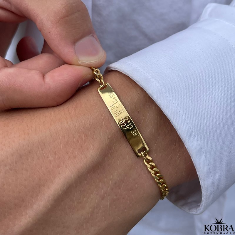 "Liverpool" Guld armbånd til mænd, inklusiv gravering samt 4 mm. panzerkæde