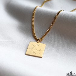 "Trend" 18 karat forgyldt halskęde med krydsgravering og 2 mm. panzer kęde