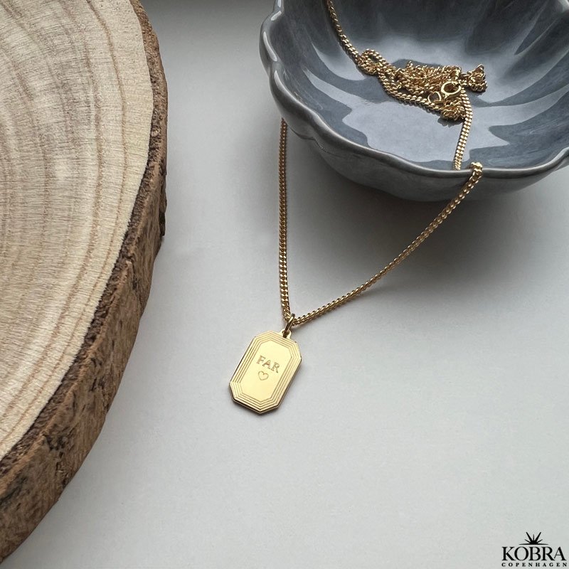 "Tarot" 18 karat forgyldt halskde til mnd med gravering (Large)