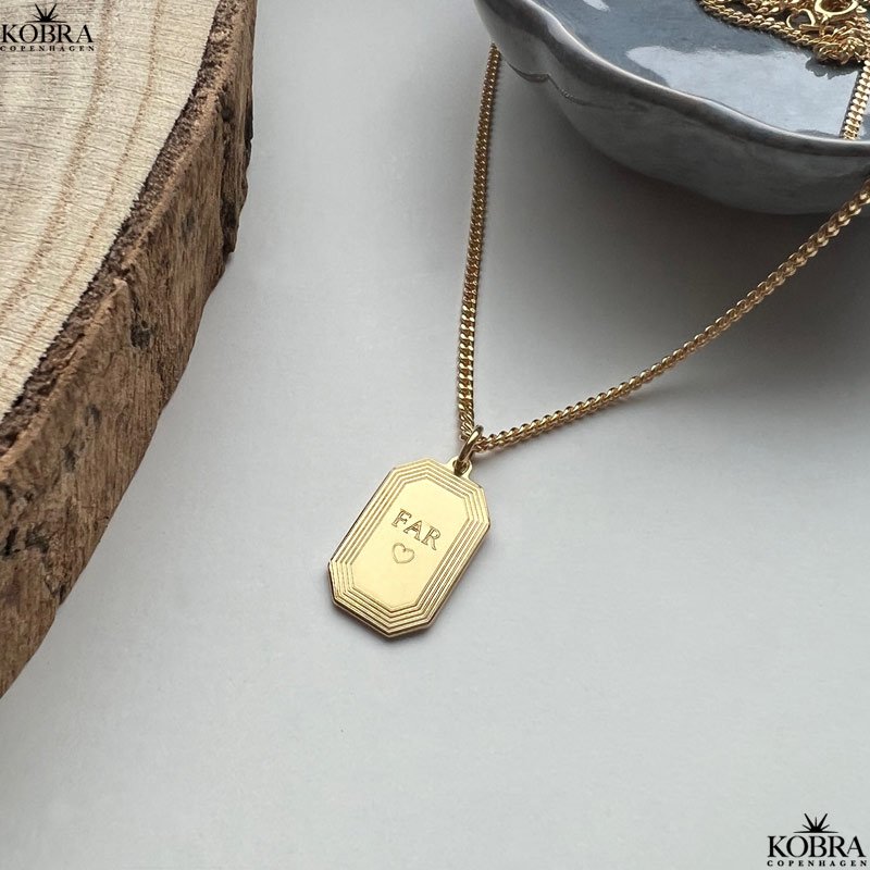 "Tarot" 18 karat forgyldt halskde til mnd med gravering (Large)