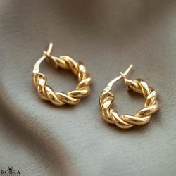 "Twister" snoet guld hoops / guld reringe