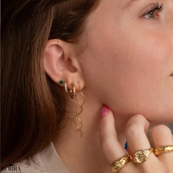 "Hawaii" 18 karat forgyldte small creolere med farvet sten