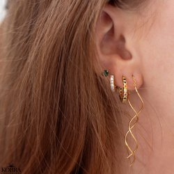 "Hawaii" 18 karat forgyldte small creolere med farvet sten