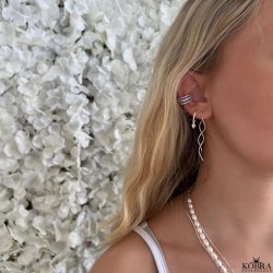 "Shine" stor slv earcuff med hvide sten