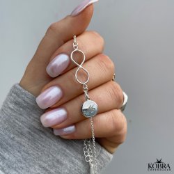 Infinity - sølv armbånd med uendelighedstegnet og amulet med gravering