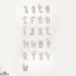 "Alias" silver letter with white stones (charm)