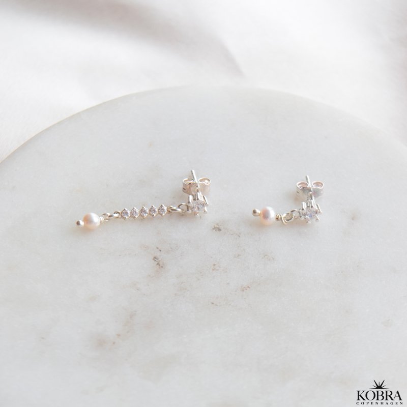 "Starla" asymmetrical silver stud earrings