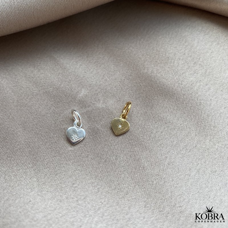 "Rocket" Hjerte charm med sten i slv