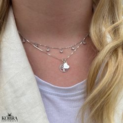 "Teardrop" slv halskde med hvide drbesten