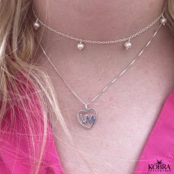 "Noella" slv halskde med 5 ferskvandsperler