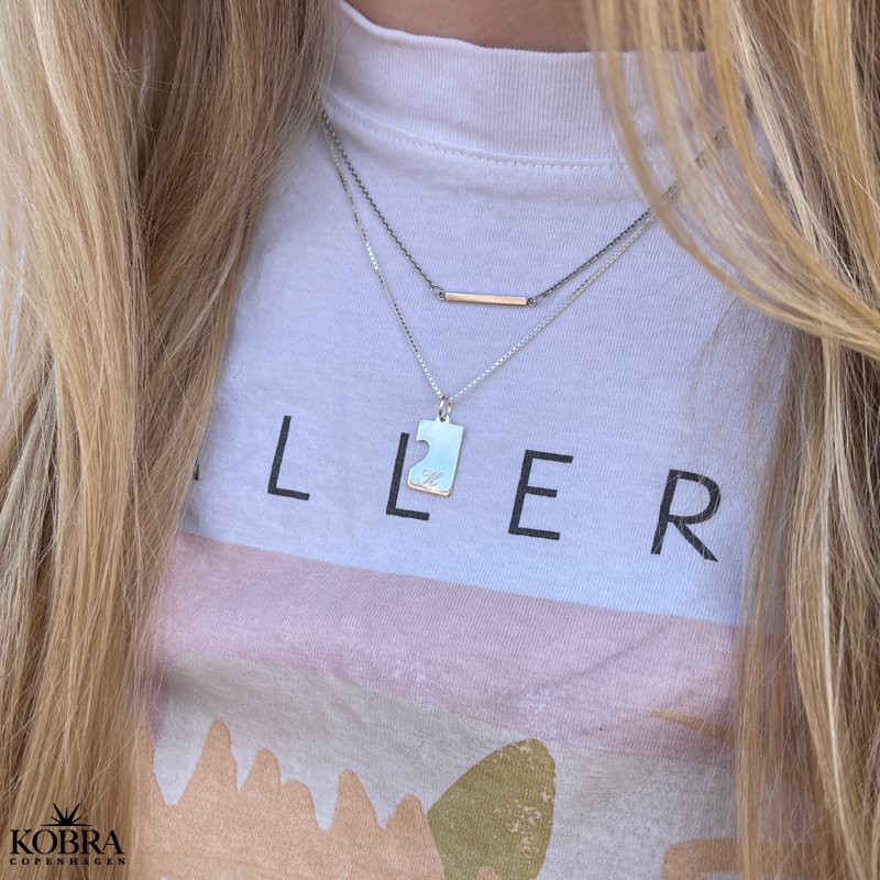 "Together Forever" halskde med hjerte i slv og forgyldt