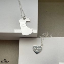 "You and Me" Dogtag i slv med slv hjerte inklusiv gravering