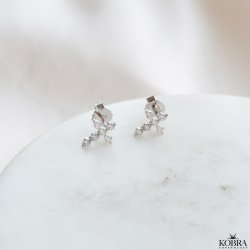 "Kaia" slv kors restik med sten 