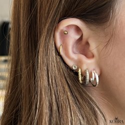 "Cecilie" silver stud earrings with textured rings