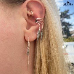 "Merle" Sølv øreringe med fjer