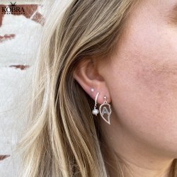 "Margrethe" silver earrings with freshwater pearls (3 mm pearl)