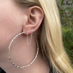 "Sienna" silver earrings with different colored stones for 2 holes in the ears