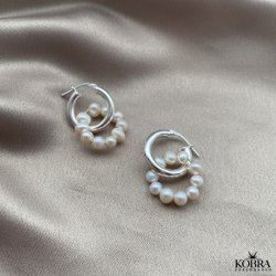 "Sicily" perle hoops i sterling slv 