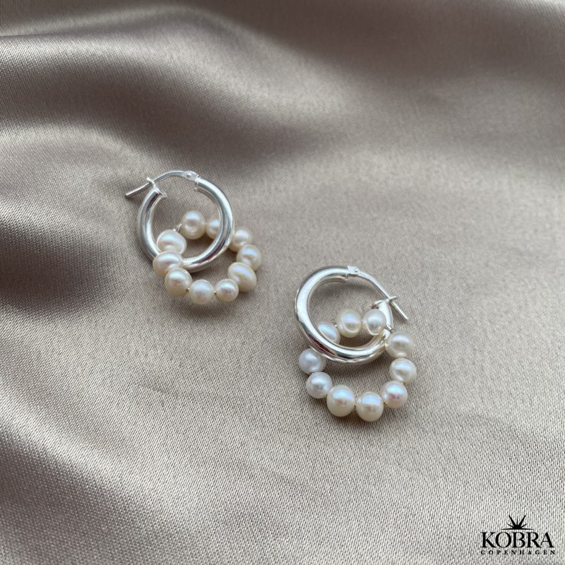 "Sicily" perle hoops i sterling slv 