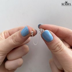 "Sydney" silver earring for 2 holes in the ear