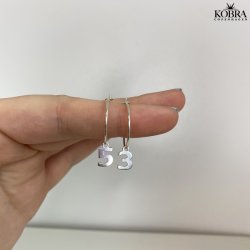 "Lucky number" slv hoops med dine lykketal eller bogstaver