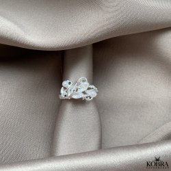 "Marina" silver leaf ring with pearls