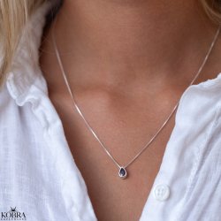 "Rhys" slv halskde med lilla drbe-vedhng 