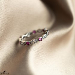 "Firenze" slv ring med lyserde og hvide sten