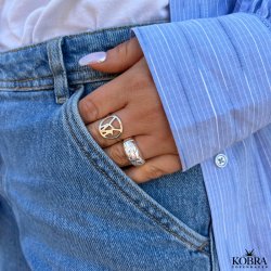 "Luna" Large chunky ring with stones in silver
