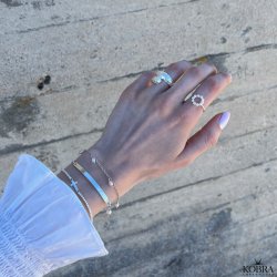 "Montana" silver bracelet with plate and white freshwater pearl, including engraving