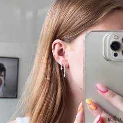 "Starla" asymmetrical silver stud earrings