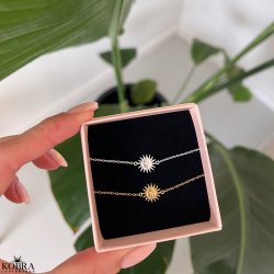 "Sunny" Forgyldt sol armbnd i 18 karat  justerbart og elegant