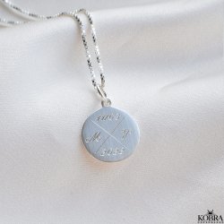 ID tag i sterling sølv med "kryds" og din personlige gravering