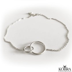 "Oslo" Sølv ankelkæde med 2 cirkler som går ind i hinanden