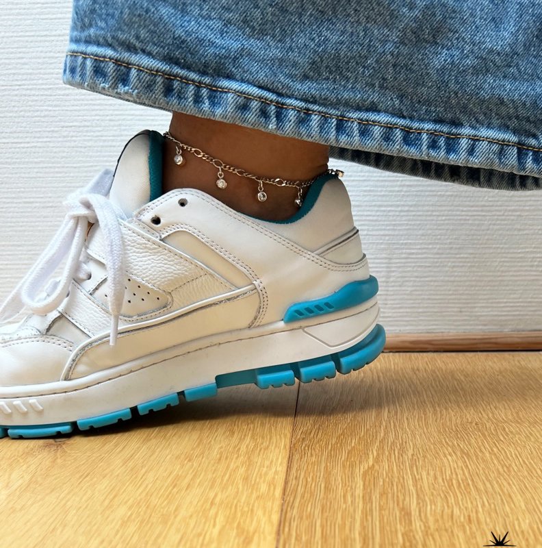 "Sanna" slv ankelkde med hvide zirkonia sten